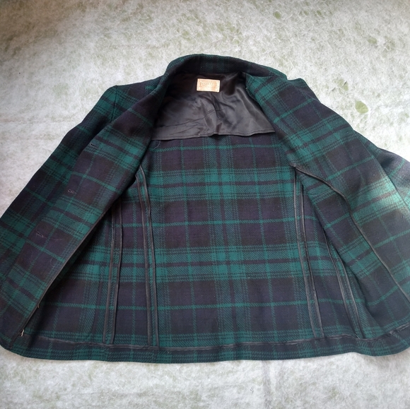Pendleton Vintage Virgin Wool Blue Green Tartan Oversized Plaid Blazer Jacket - Picture 5 of 10